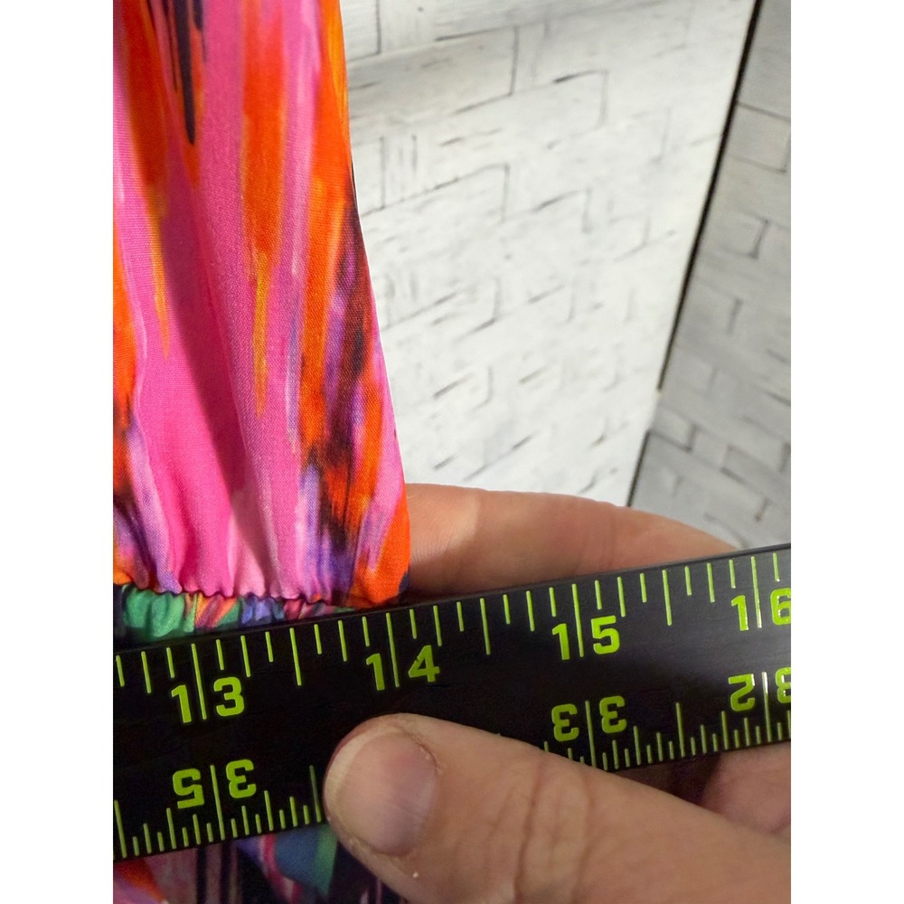 Athleta Womens Dress Midi Ikat Print Sleeveless Tassel tie Back Colorful Summer - Picture 9 of 13